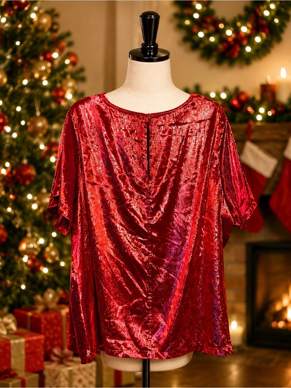 Lane Bryant Size 24 Red Shimmering Women’sTop